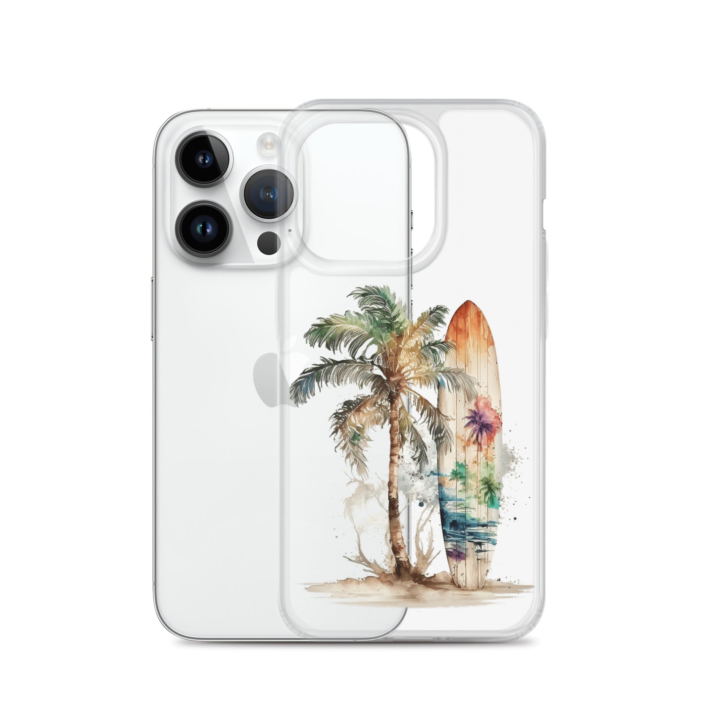 Clear Case for iPhone® Palm Tree & Surf Board