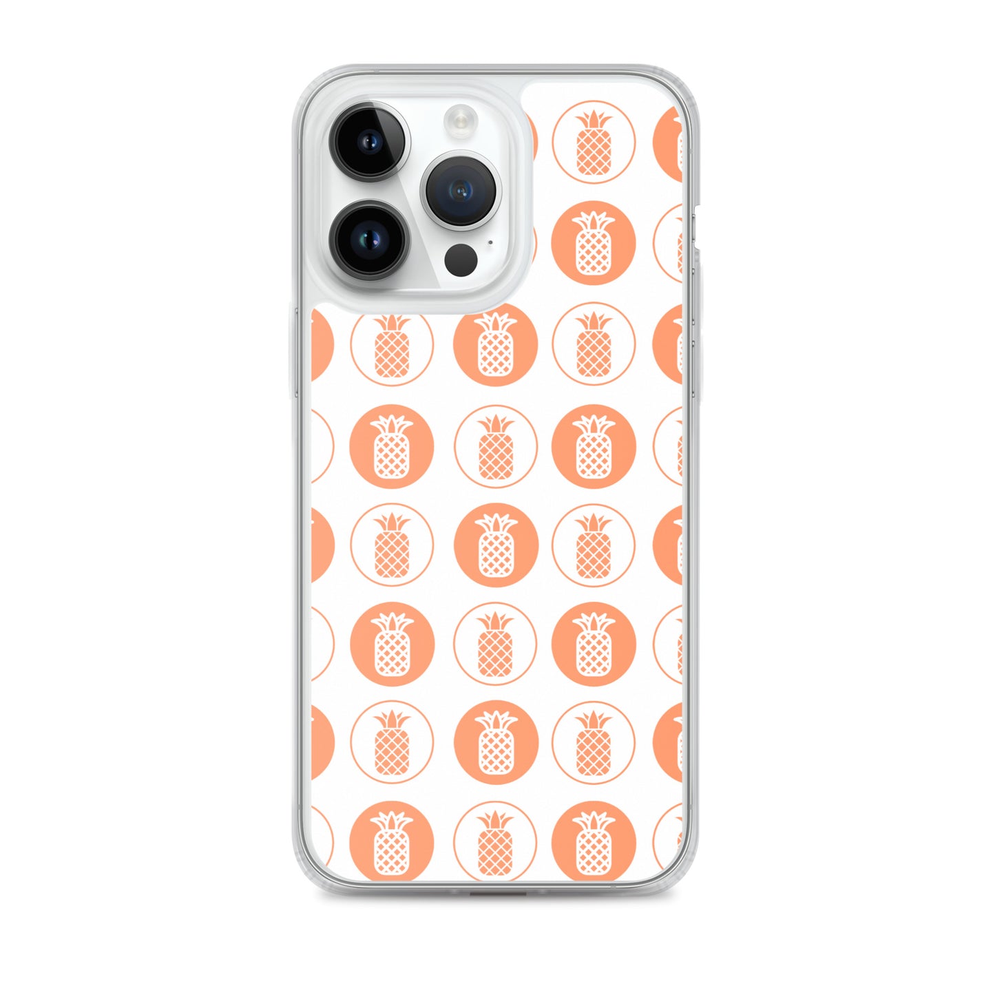 Clear Case for iPhone® Pineapple Repeat Orange on White