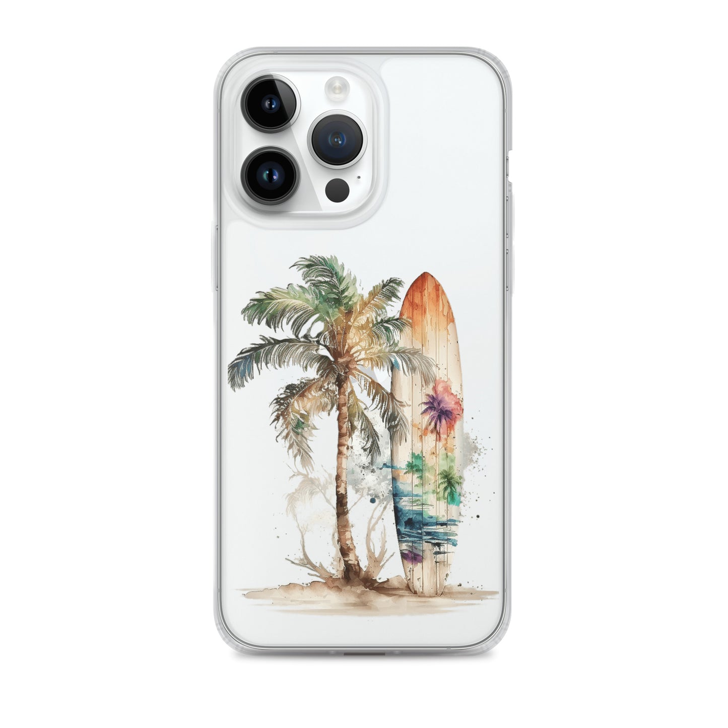 Clear Case for iPhone® Palm Tree & Surf Board