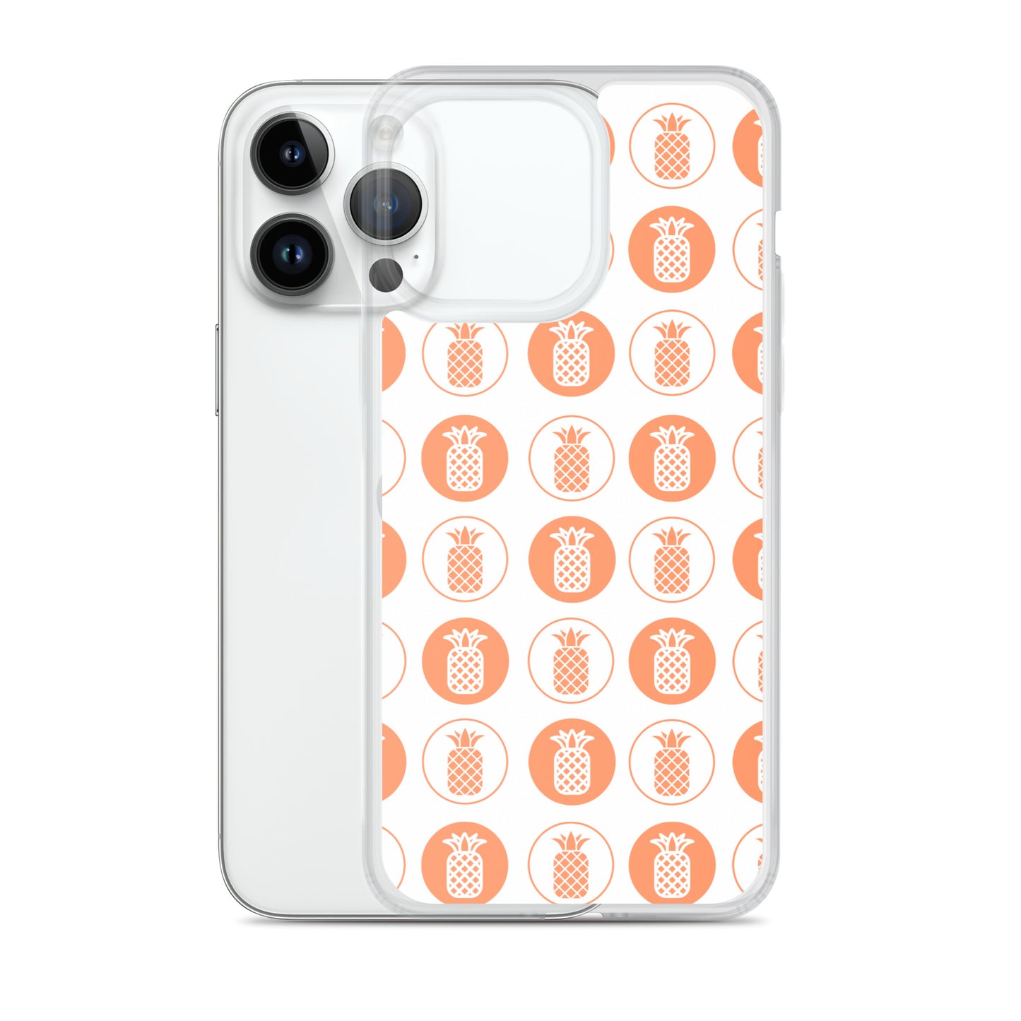 Clear Case for iPhone® Pineapple Repeat Orange on White