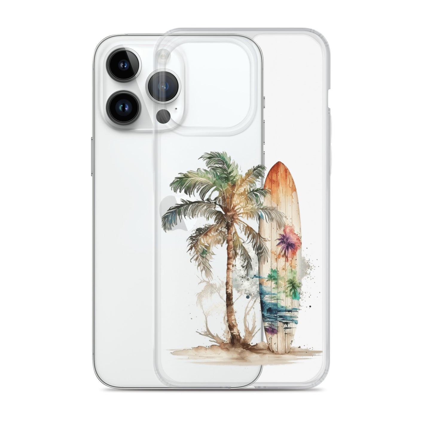 Clear Case for iPhone® Palm Tree & Surf Board