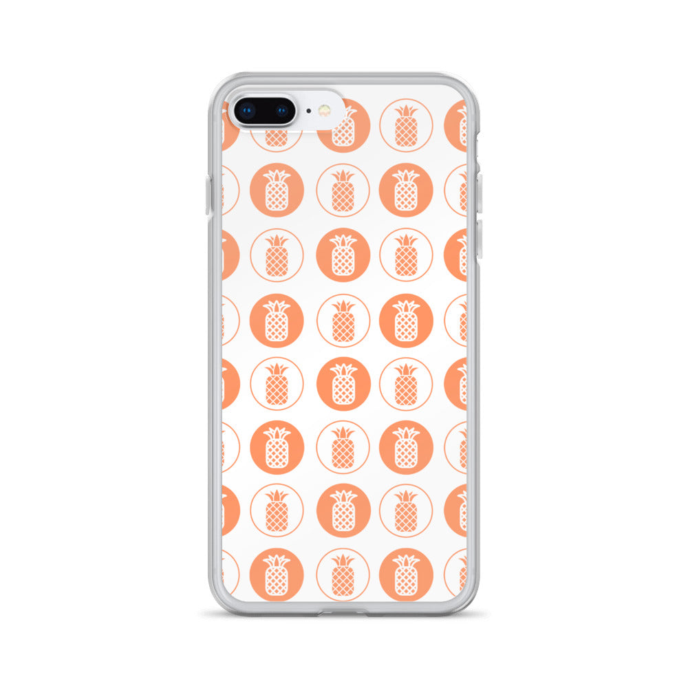 Clear Case for iPhone® Pineapple Repeat Orange on White