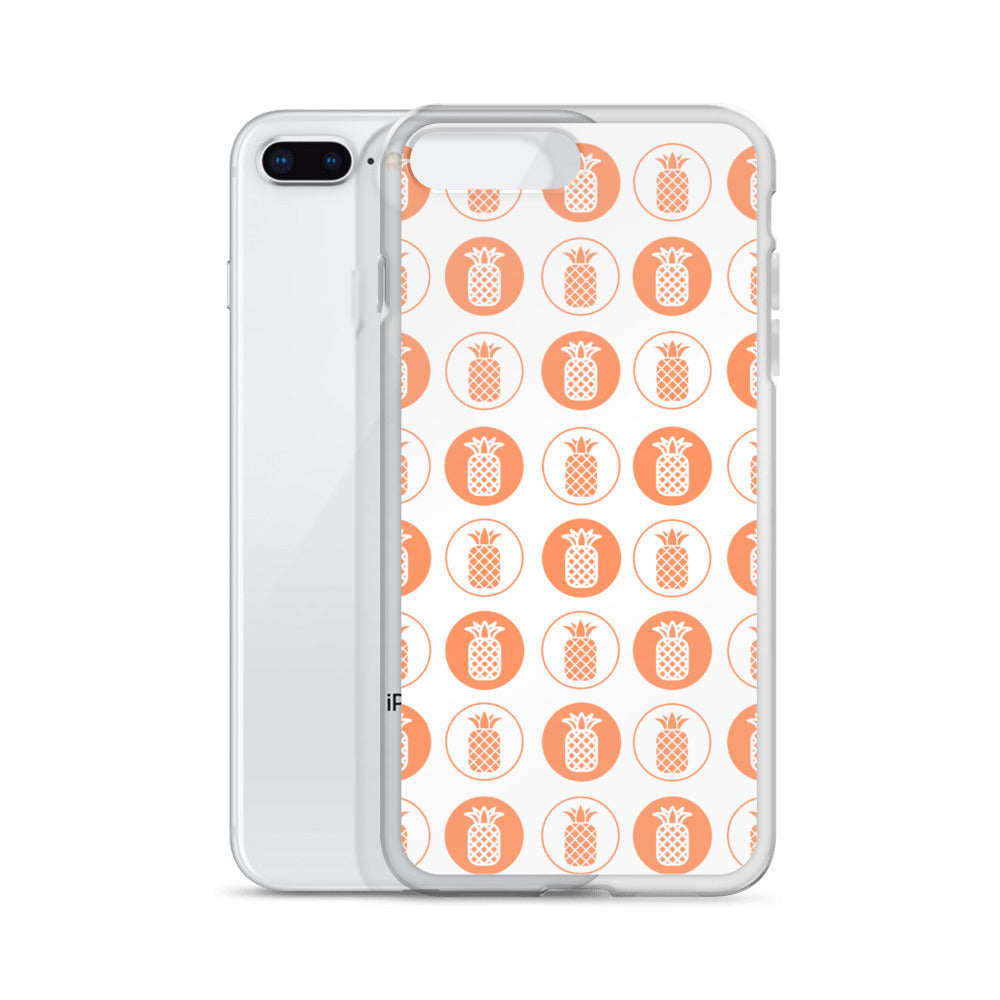 Clear Case for iPhone® Pineapple Repeat Orange on White