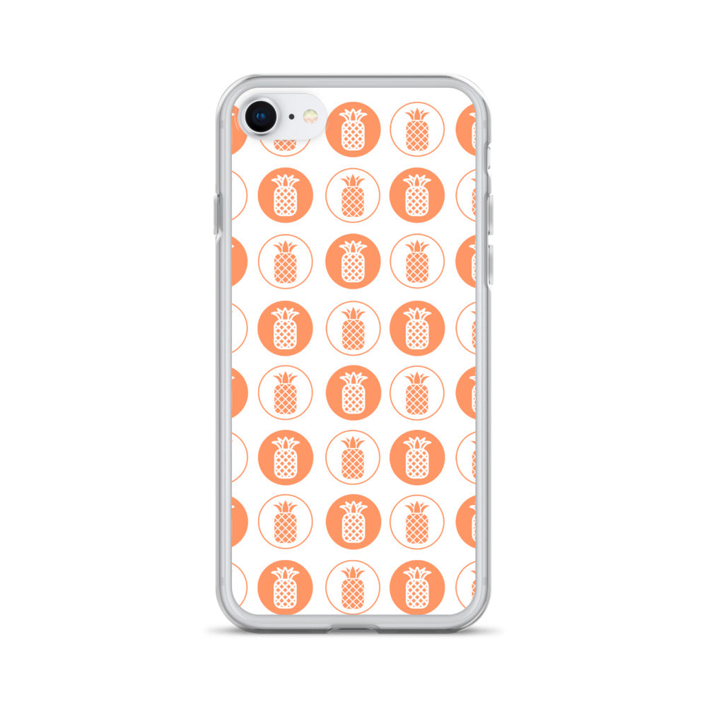 Clear Case for iPhone® Pineapple Repeat Orange on White