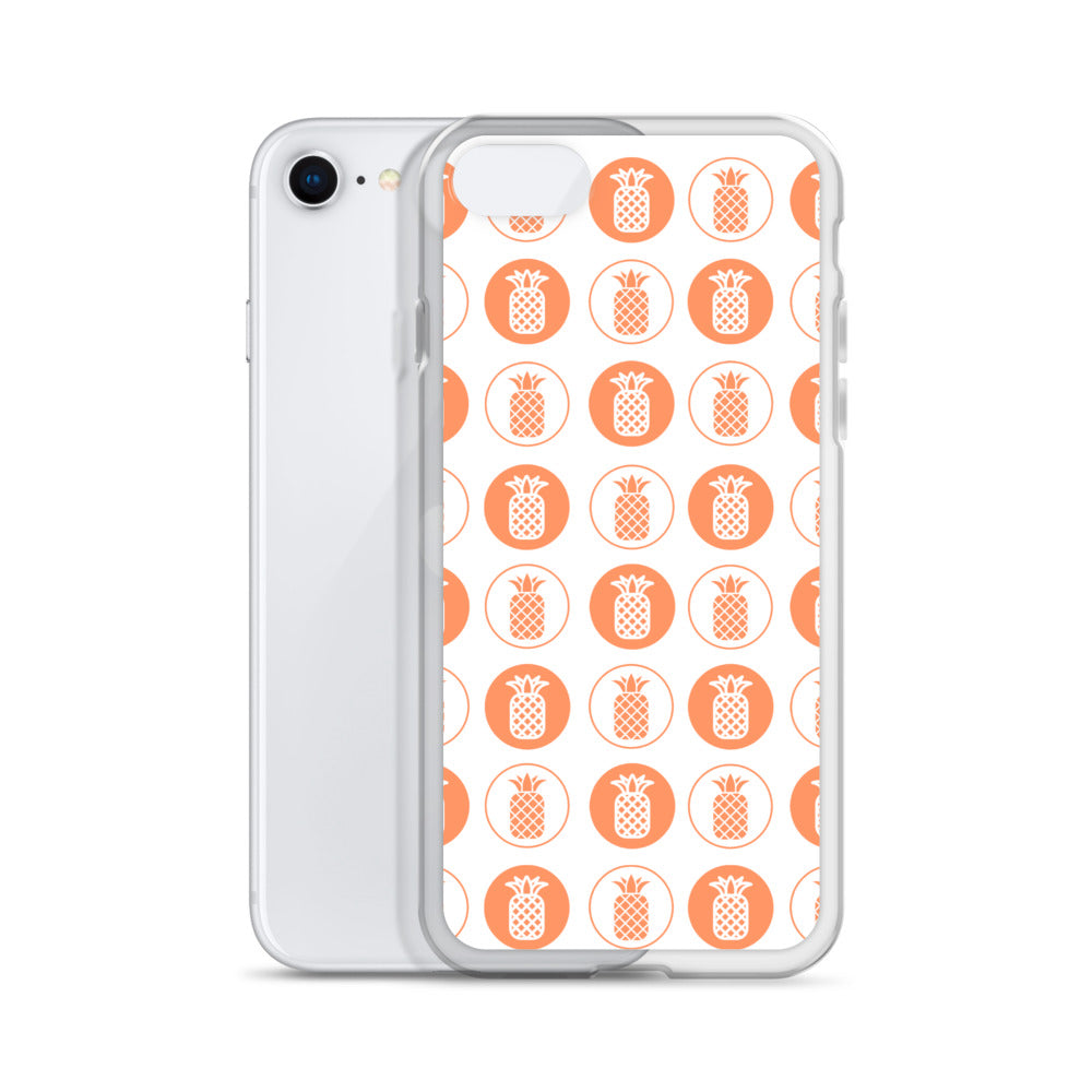 Clear Case for iPhone® Pineapple Repeat Orange on White