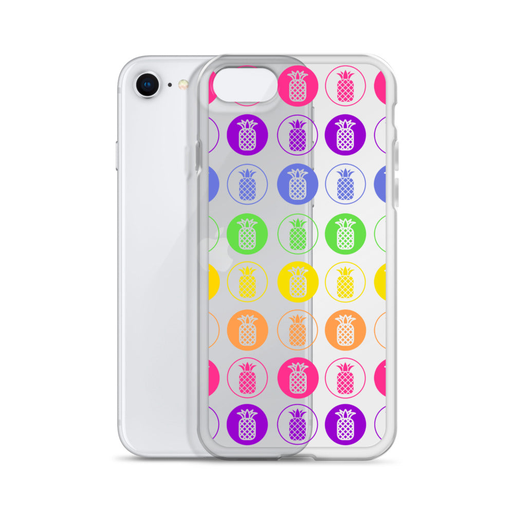 Clear Case for iPhone® Pineapple Rainbow