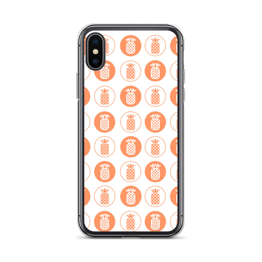 Clear Case for iPhone® Pineapple Repeat Orange on White