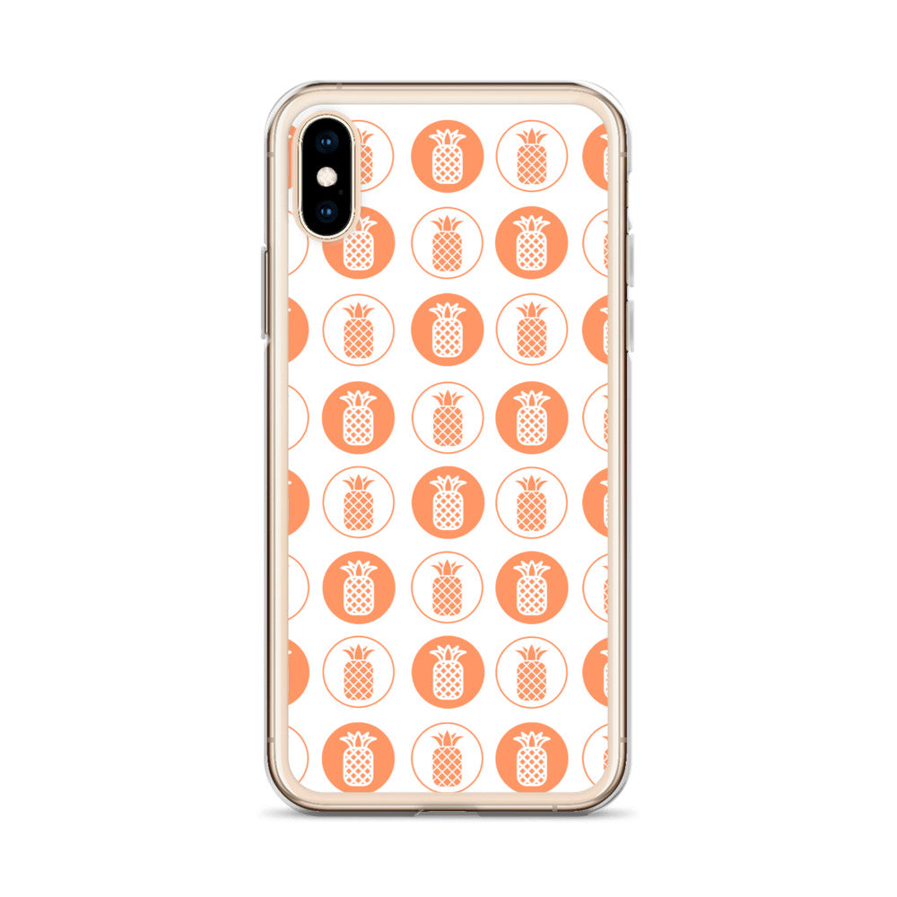 Clear Case for iPhone® Pineapple Repeat Orange on White