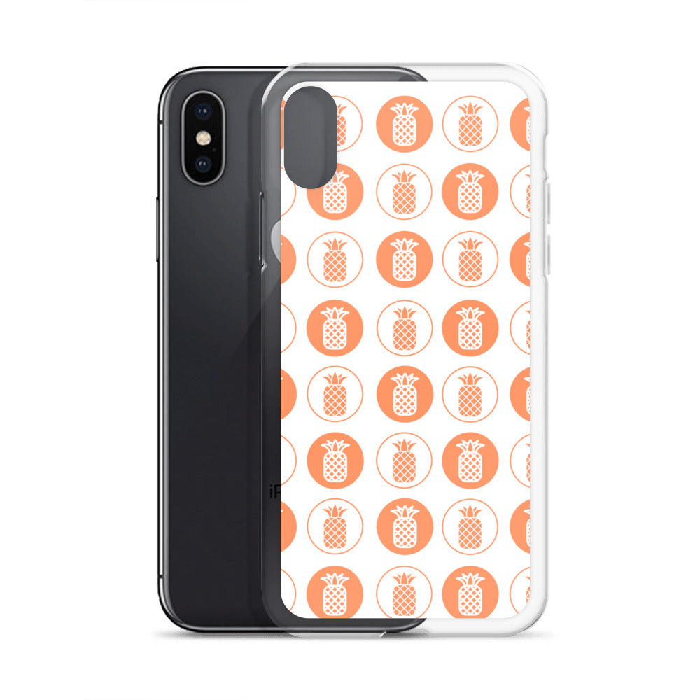 Clear Case for iPhone® Pineapple Repeat Orange on White