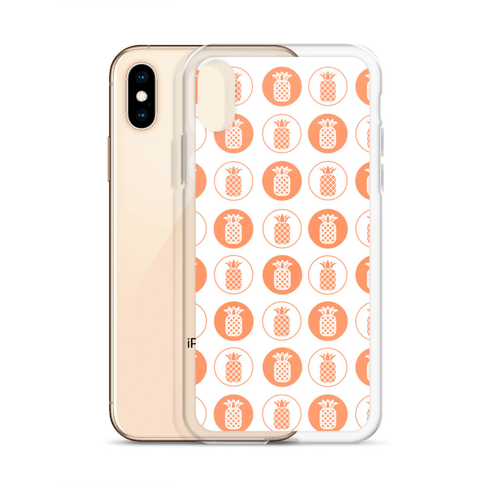 Clear Case for iPhone® Pineapple Repeat Orange on White