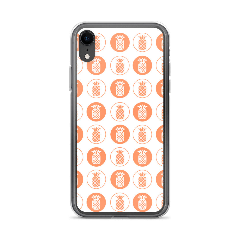 Clear Case for iPhone® Pineapple Repeat Orange on White