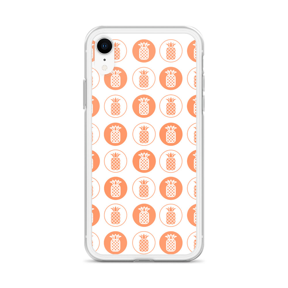 Clear Case for iPhone® Pineapple Repeat Orange on White