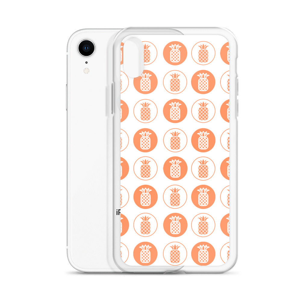 Clear Case for iPhone® Pineapple Repeat Orange on White