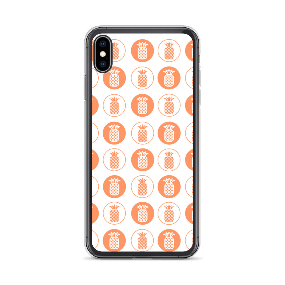 Clear Case for iPhone® Pineapple Repeat Orange on White