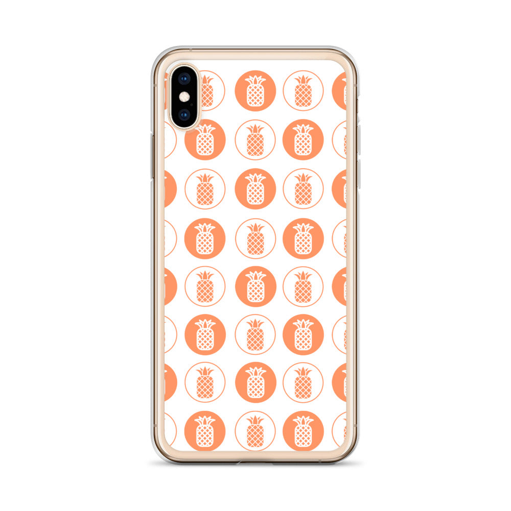 Clear Case for iPhone® Pineapple Repeat Orange on White