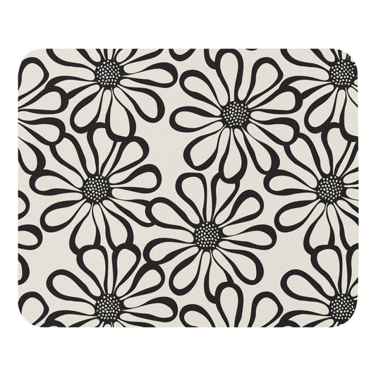 Mouse pad Retro Flowers Black & White