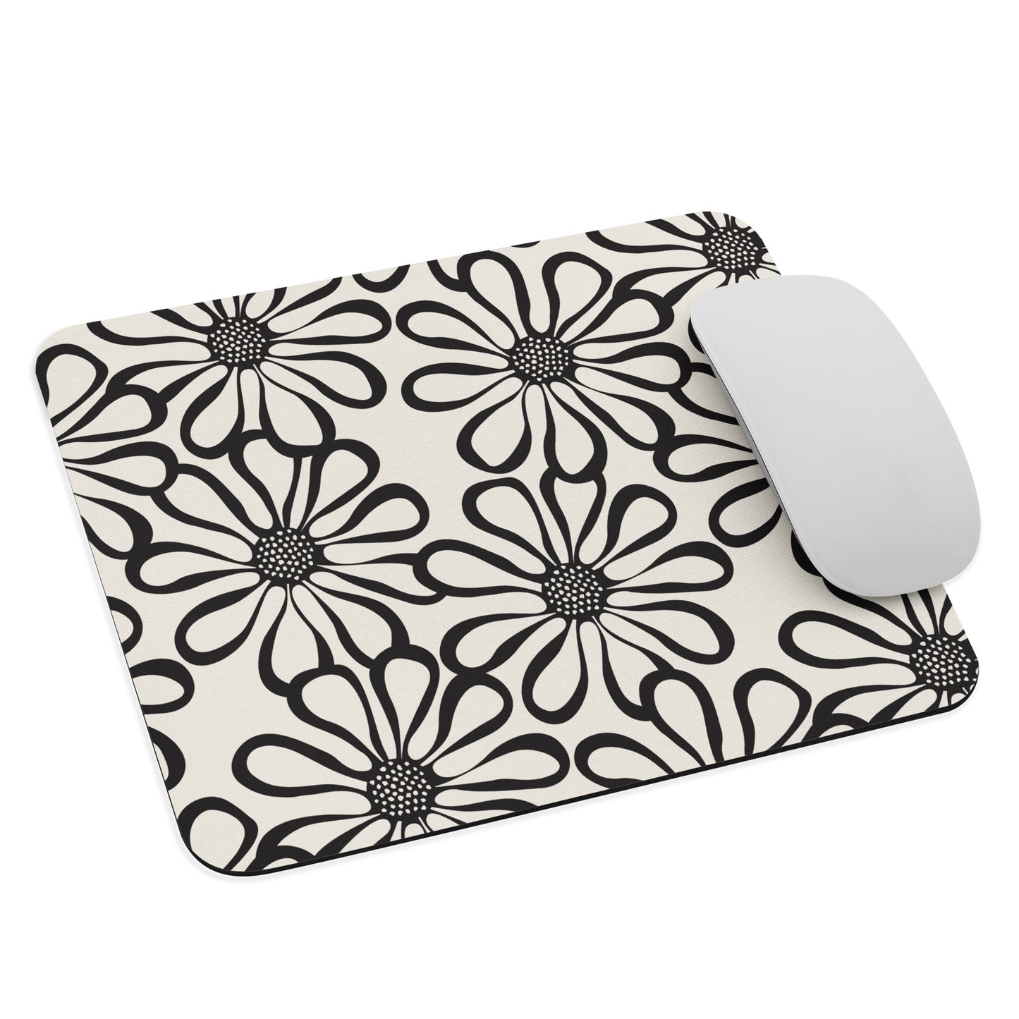 Mouse pad Retro Flowers Black & White