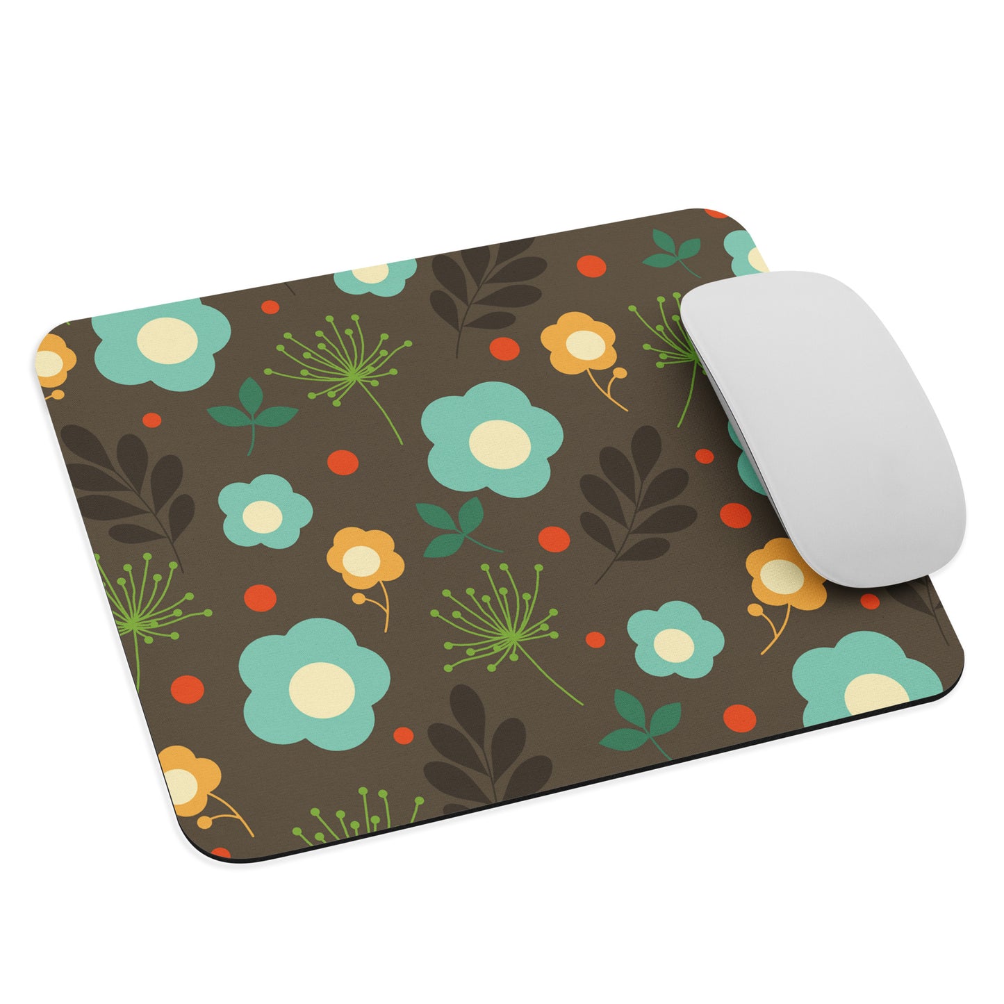 Mouse pad Retro Flowers Brown