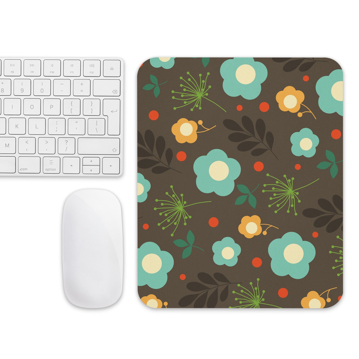 Mouse pad Retro Flowers Brown