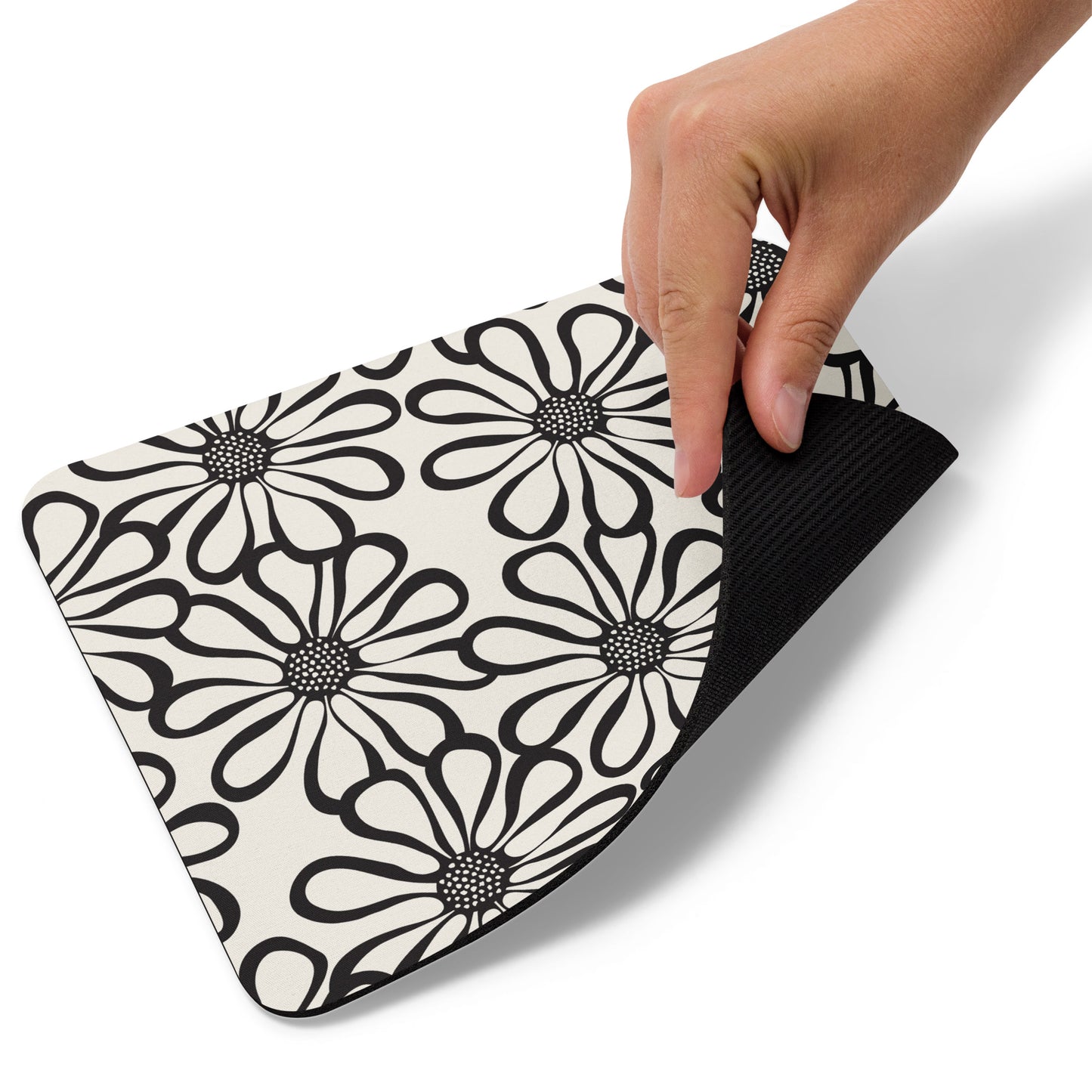 Mouse pad Retro Flowers Black & White