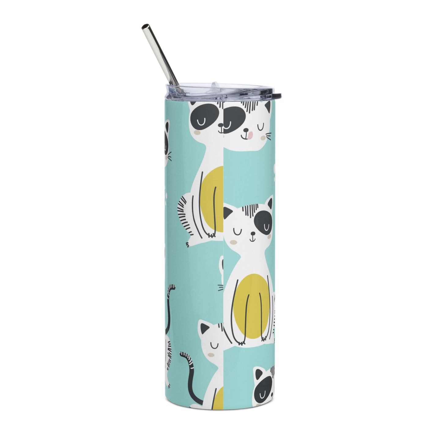 Stainless steel tumbler Cats on Blue