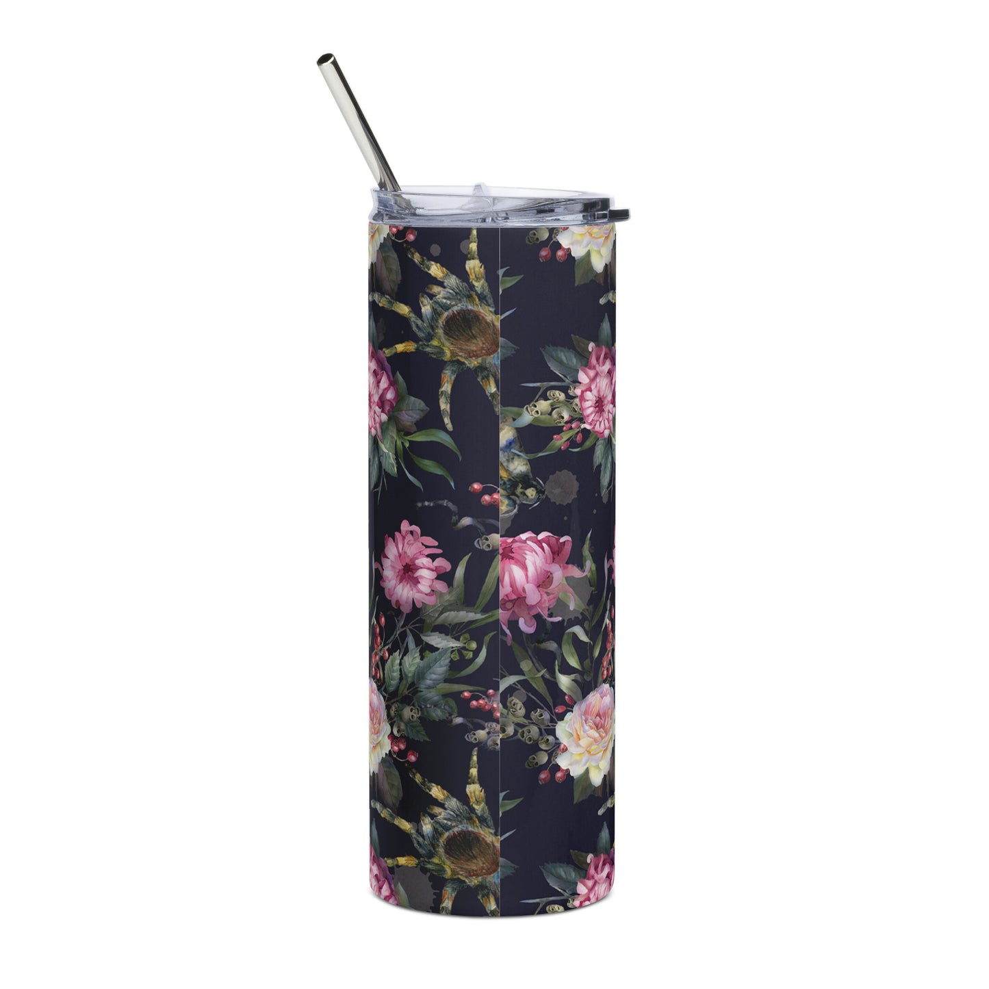 Stainless steel tumbler Flowers and Spiders