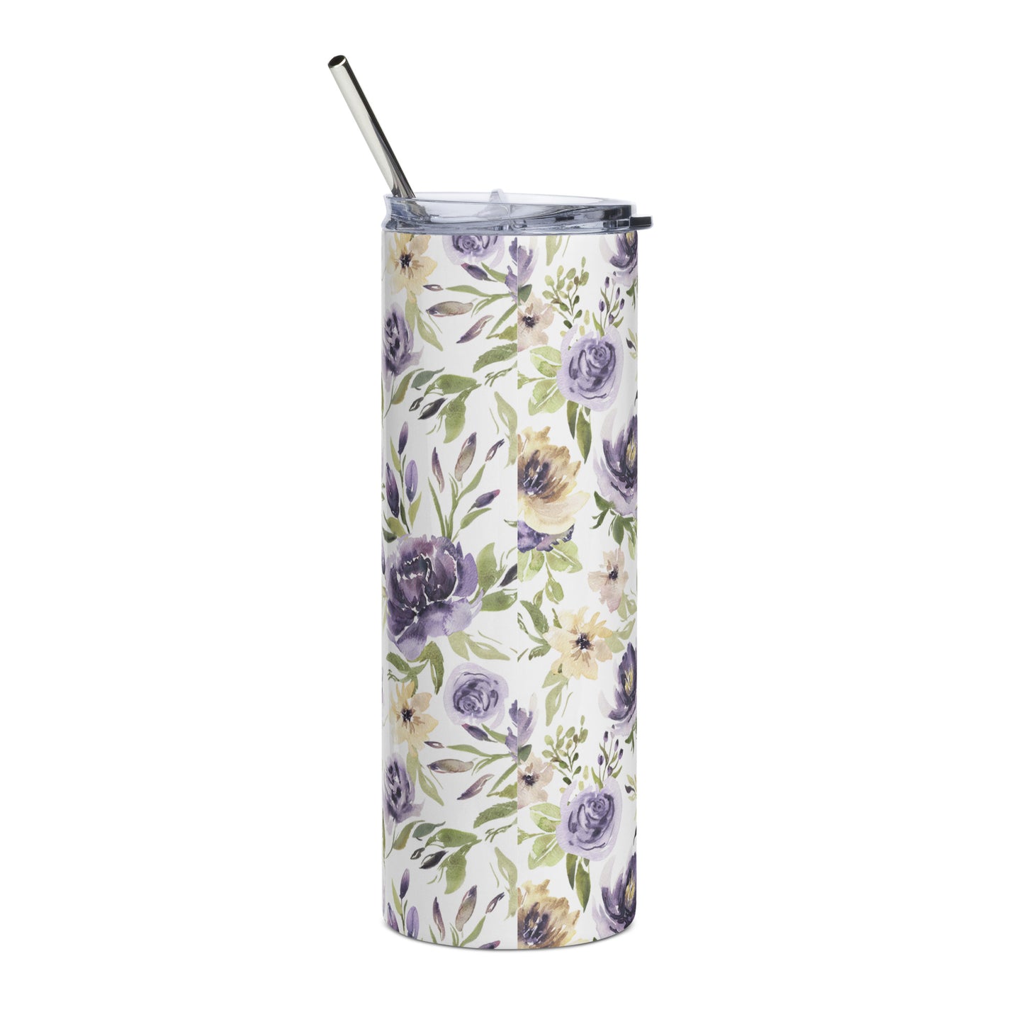 Stainless steel tumbler Floral Purple