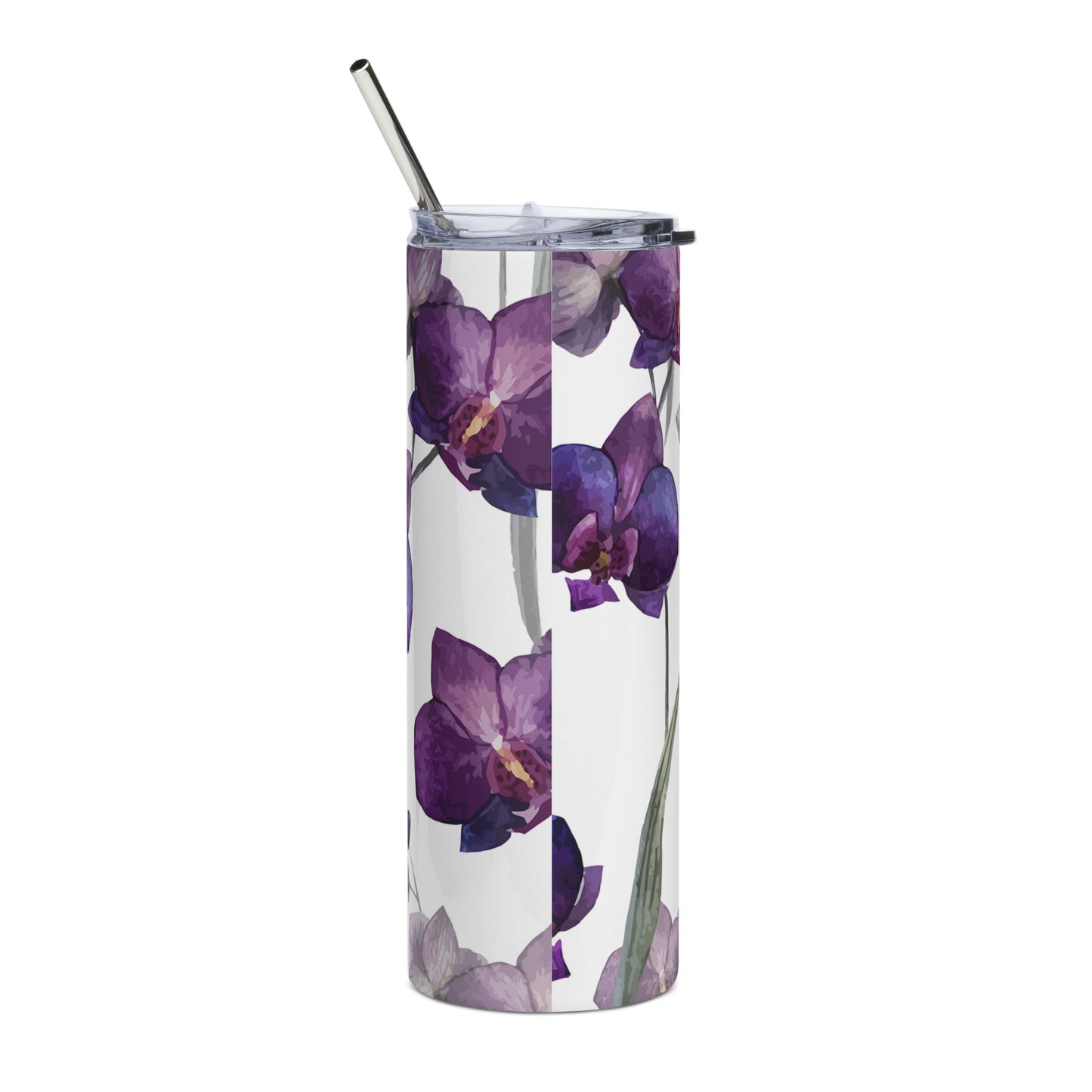 Stainless steel tumbler Purple Orchids