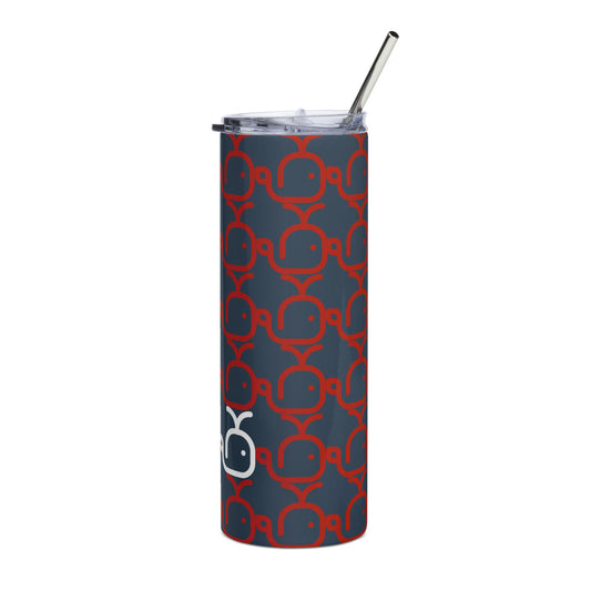 Stainless steel tumbler Whales Red/Blue