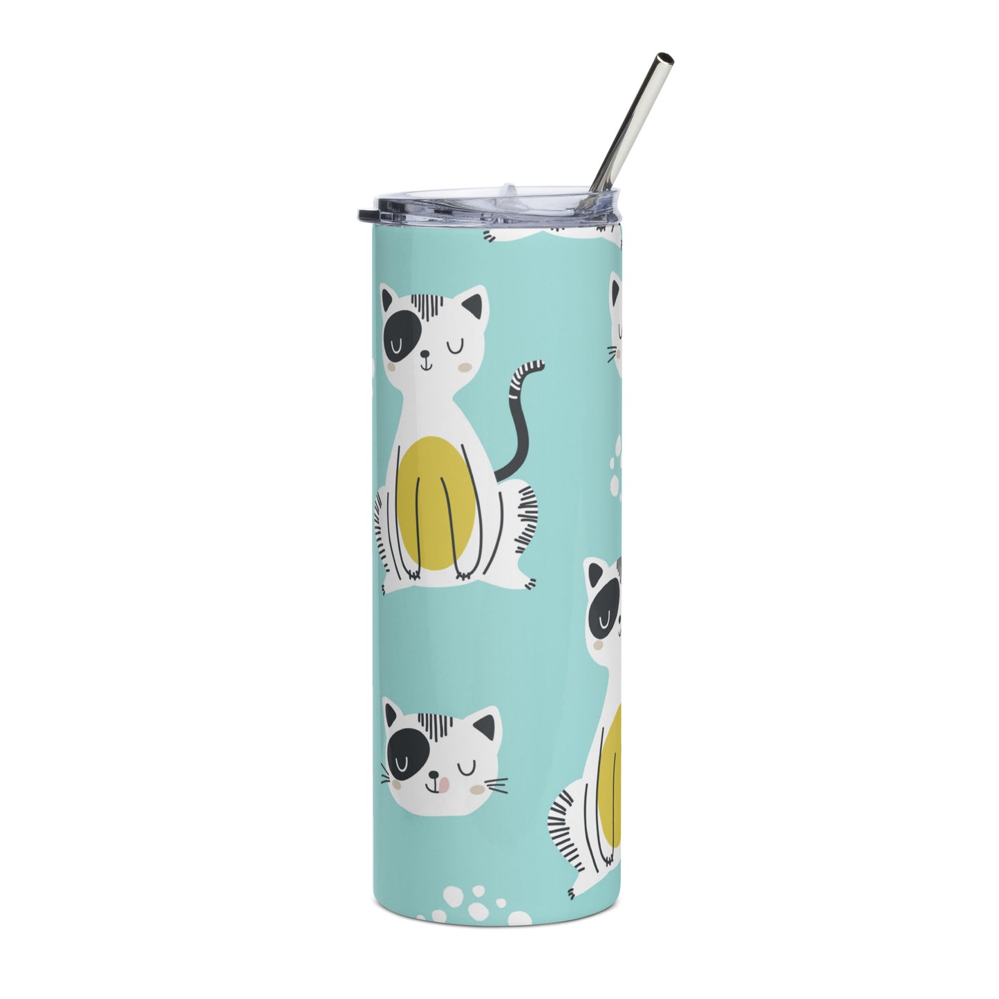 Stainless steel tumbler Cats on Blue