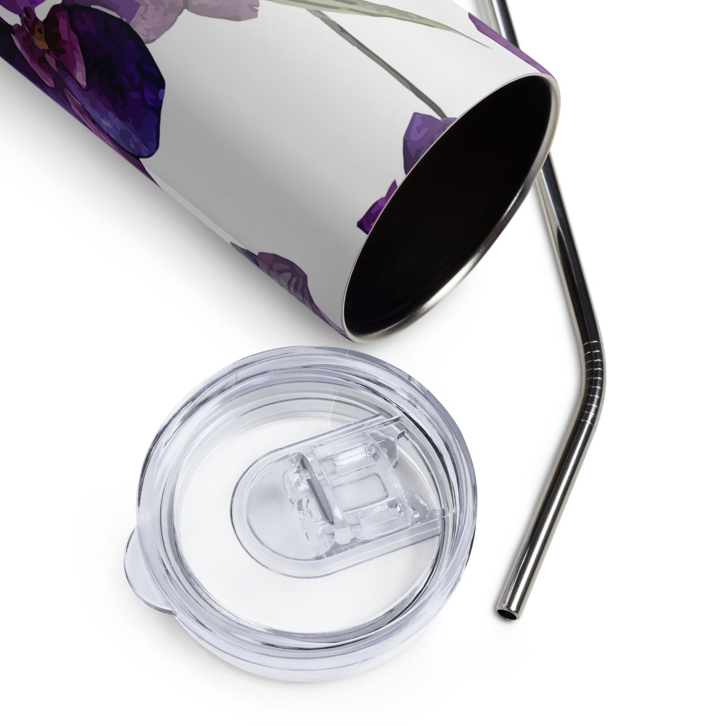 Stainless steel tumbler Purple Orchids