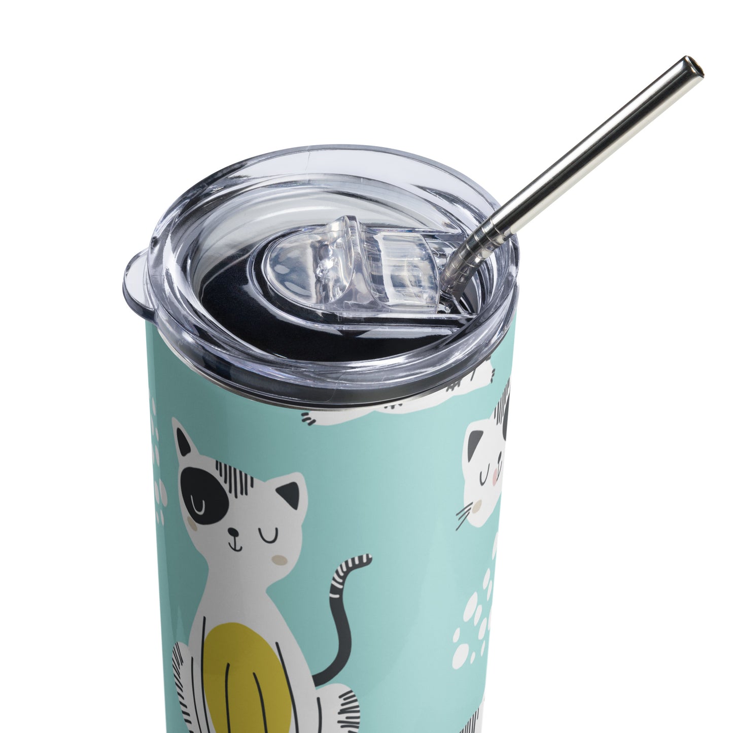 Stainless steel tumbler Cats on Blue