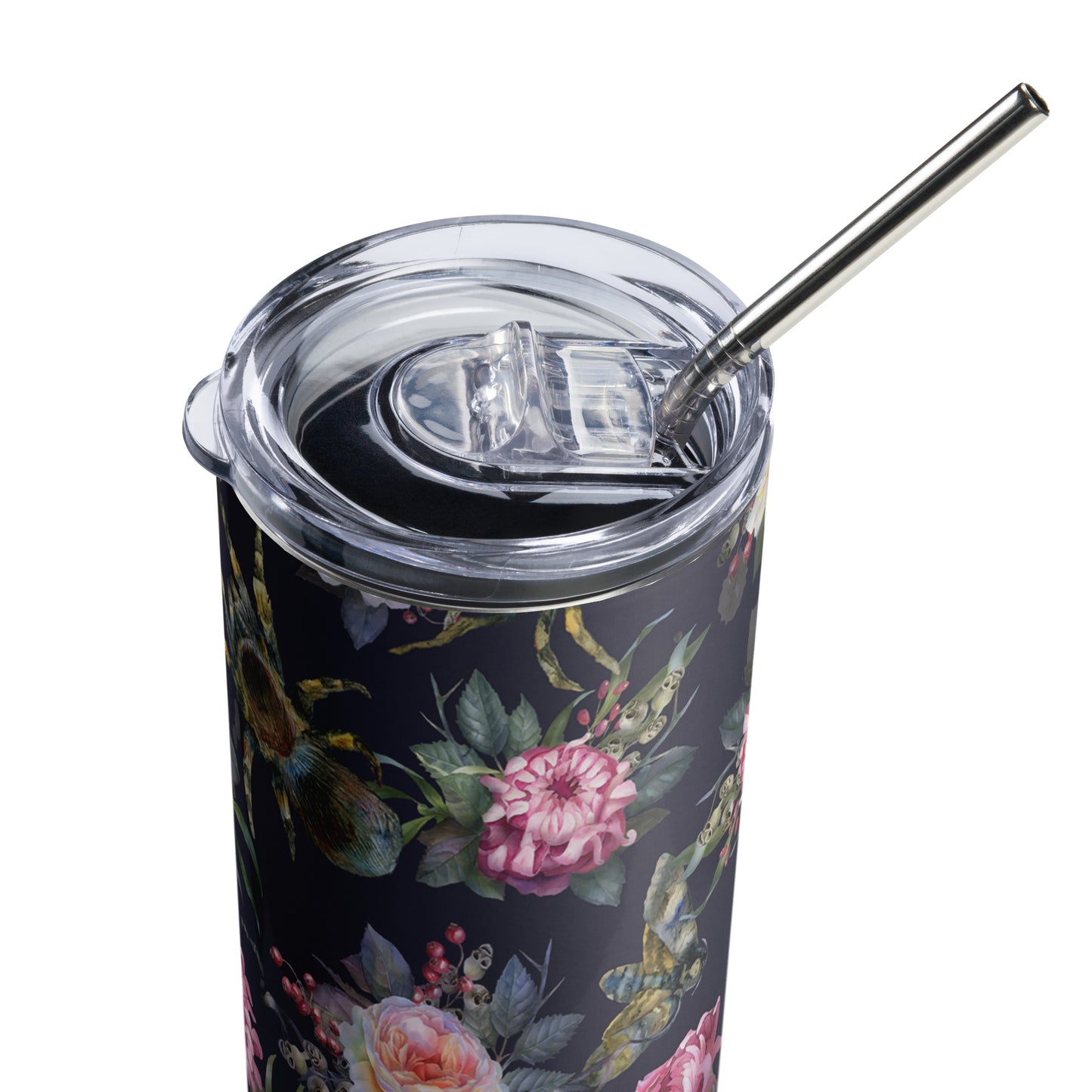 Stainless steel tumbler Flowers and Spiders