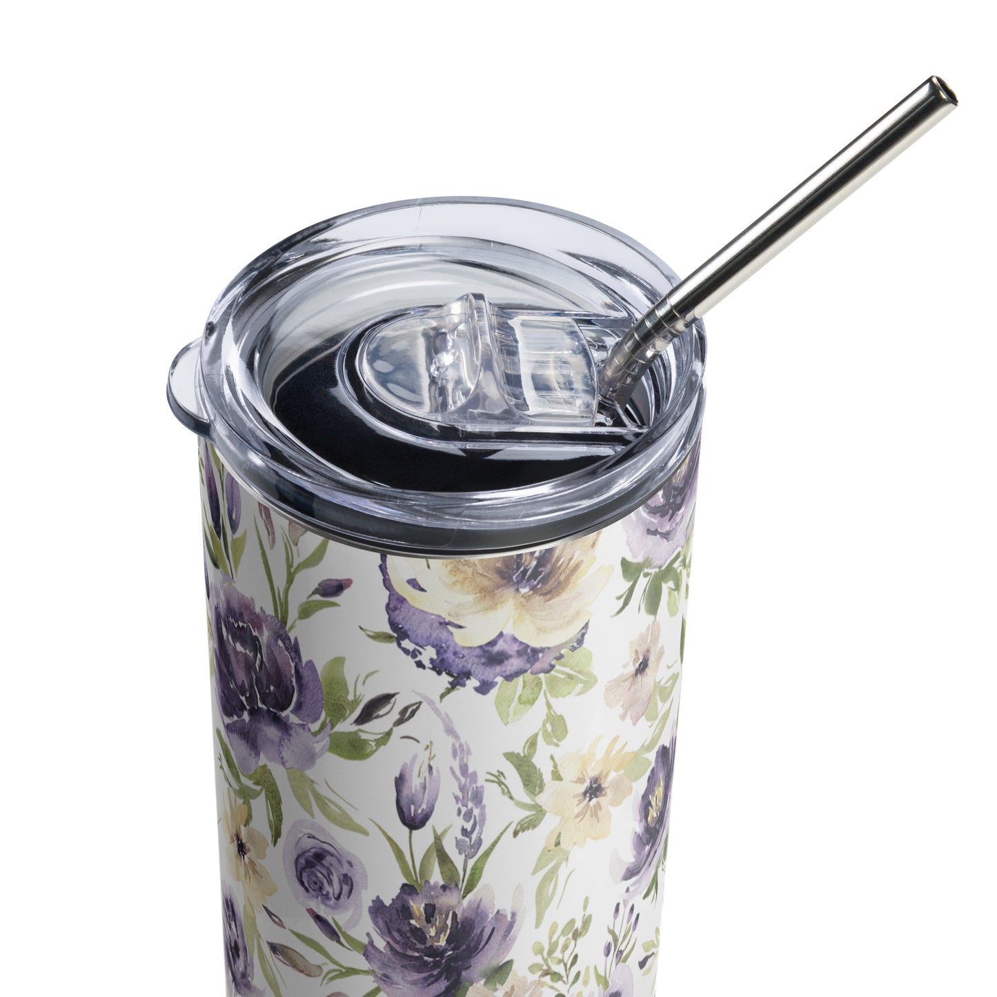 Stainless steel tumbler Floral Purple