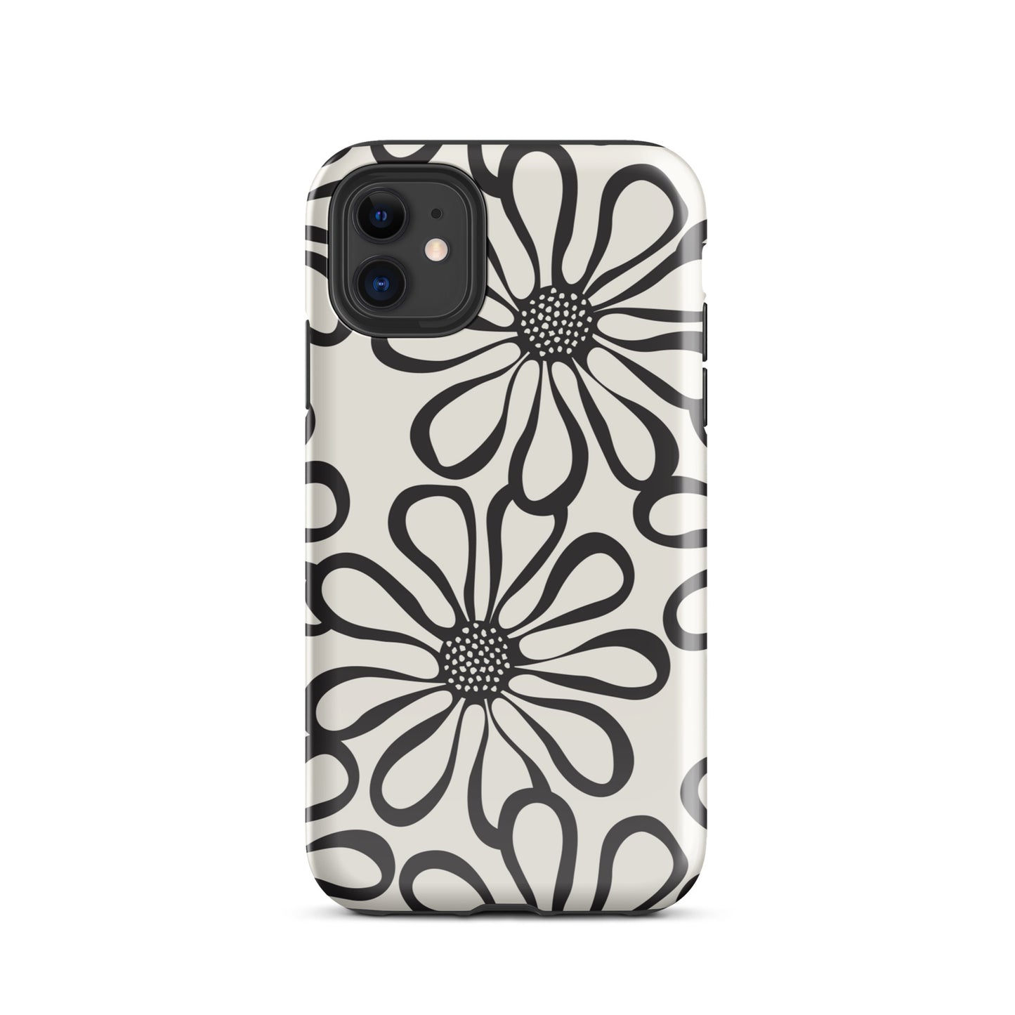 Tough Case for iPhone® Retro Flowers Black