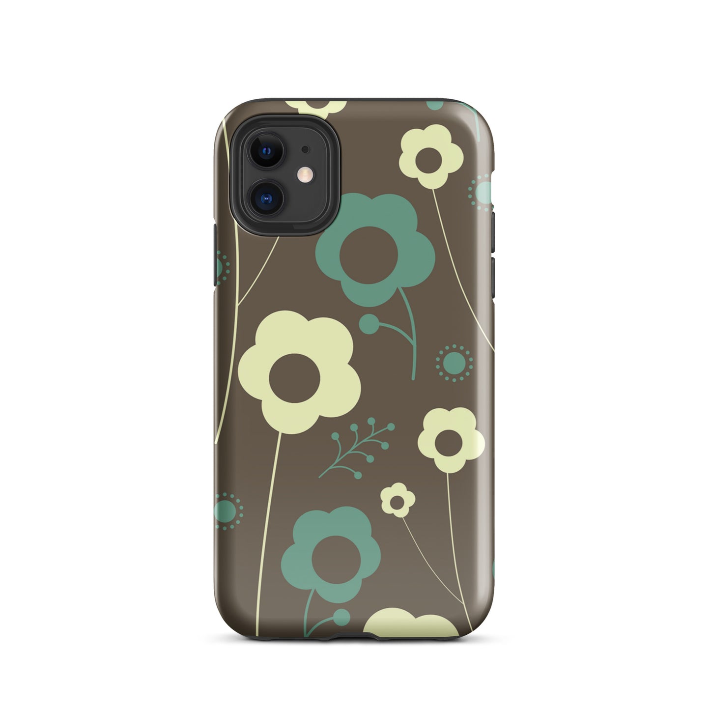 Tough Case for iPhone® Retro Flowers Brown