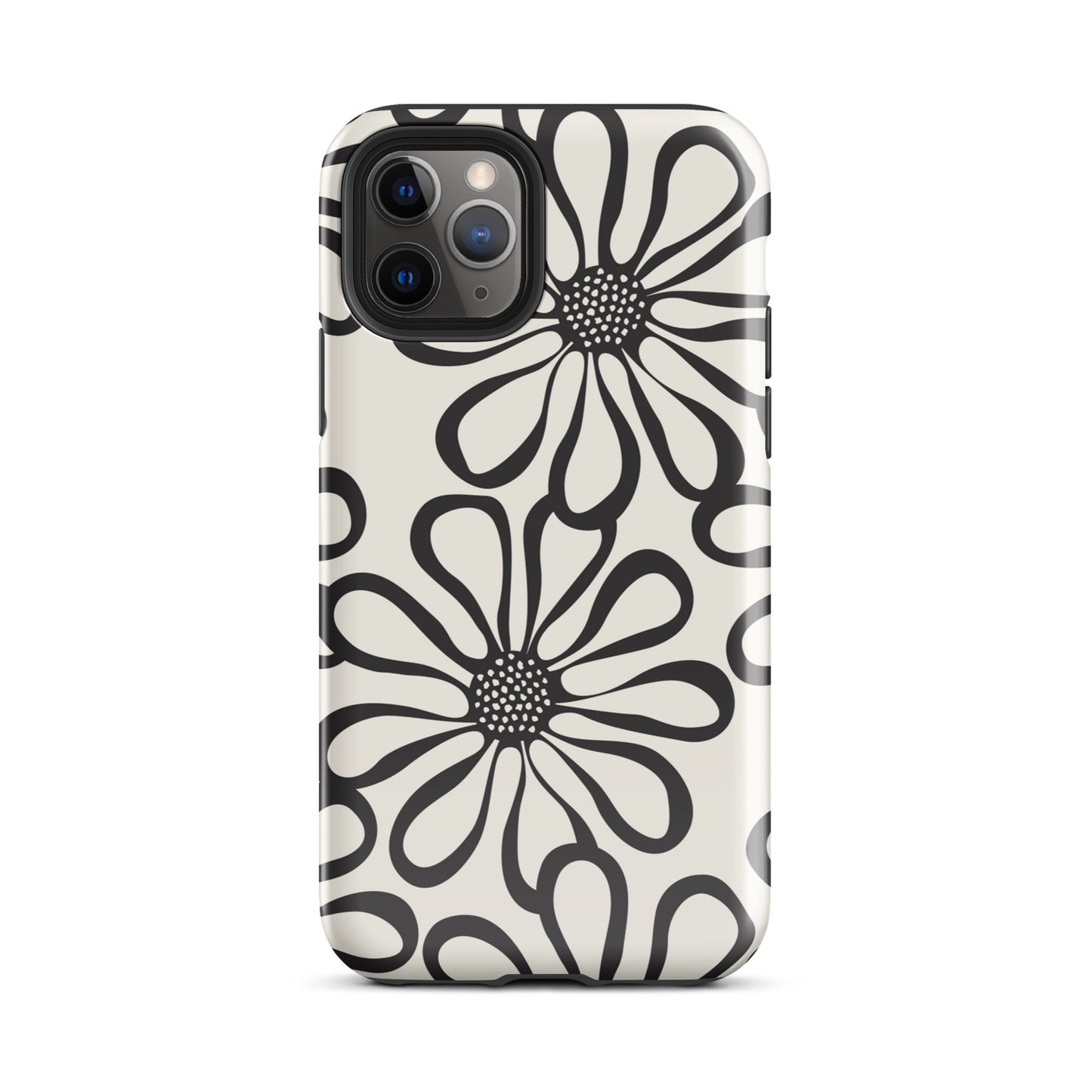 Tough Case for iPhone® Retro Flowers Black