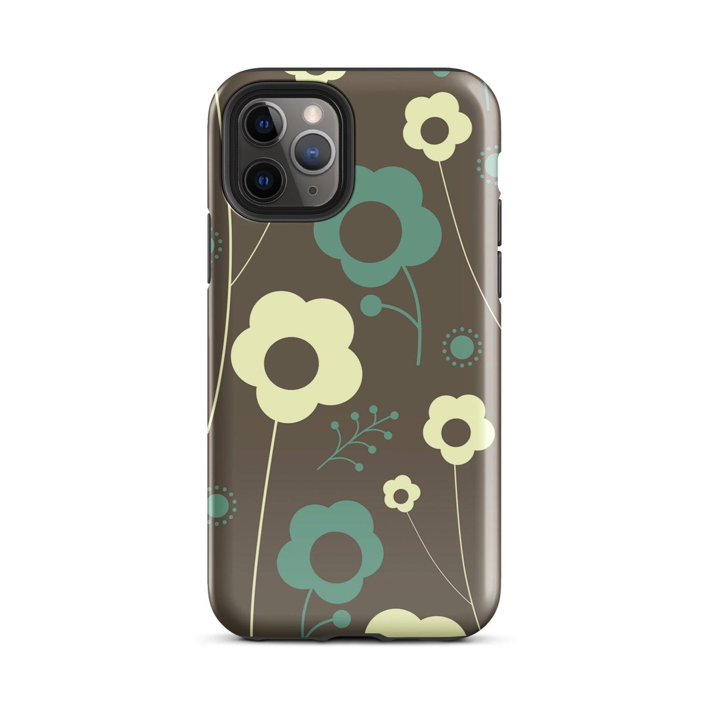 Tough Case for iPhone® Retro Flowers Brown