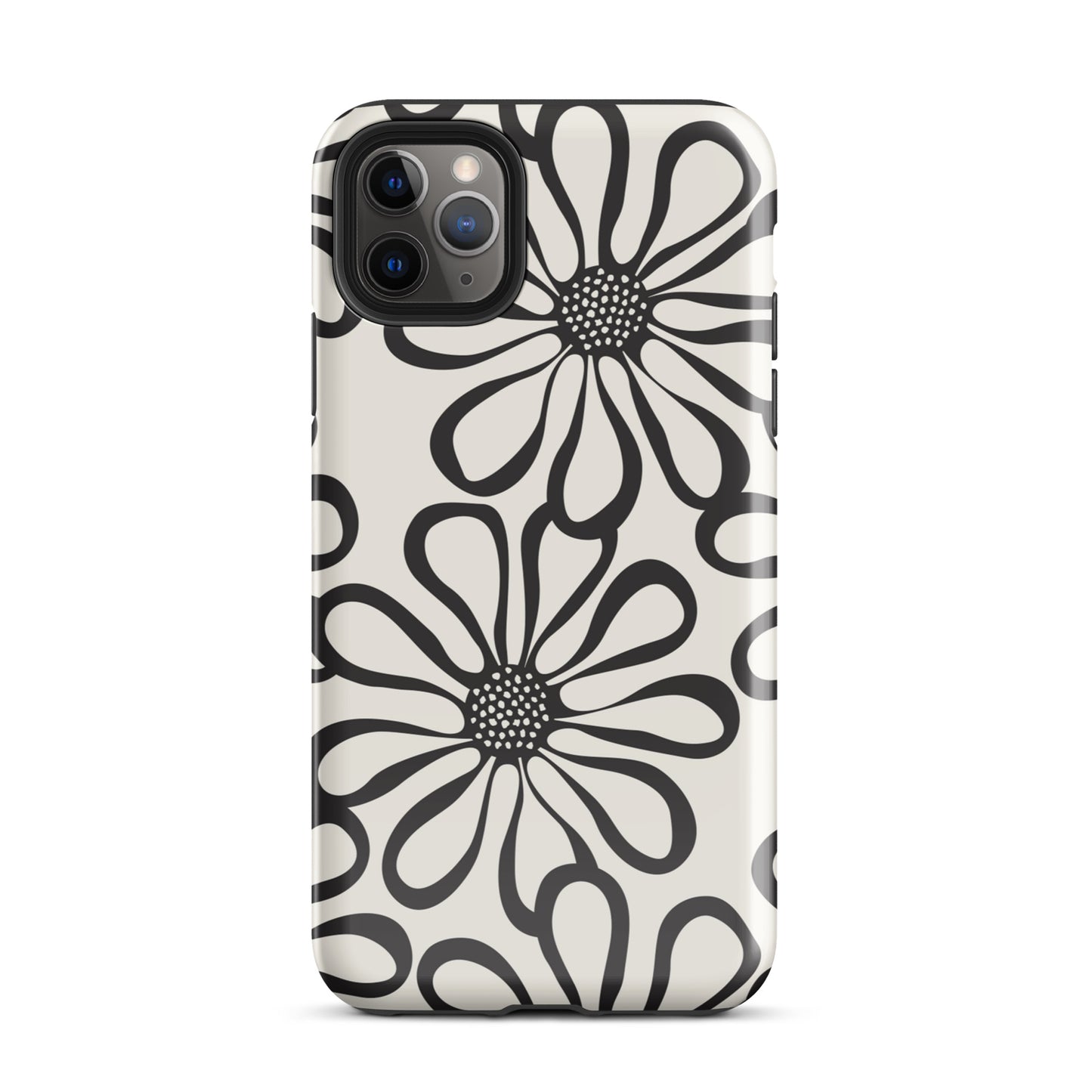 Tough Case for iPhone® Retro Flowers Black