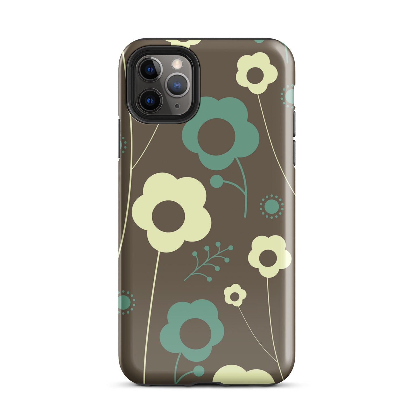 Tough Case for iPhone® Retro Flowers Brown