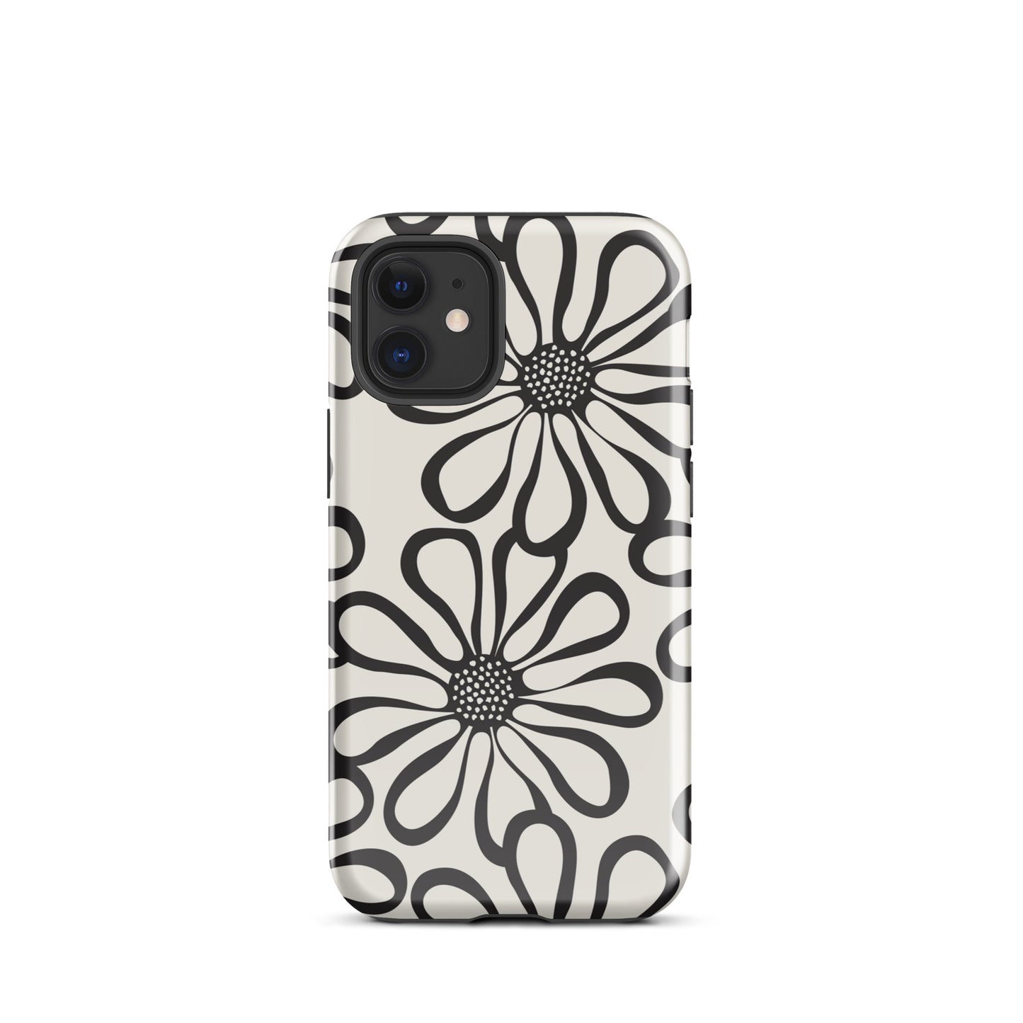 Tough Case for iPhone® Retro Flowers Black