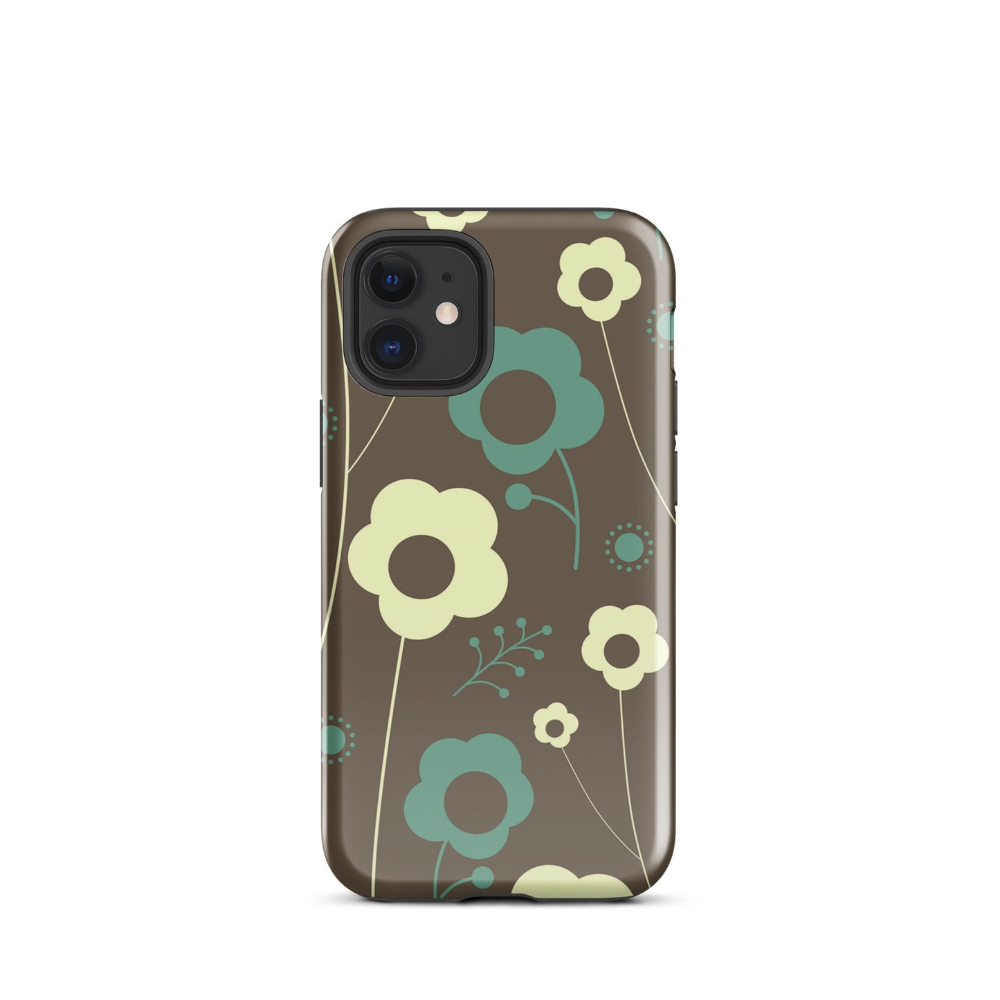 Tough Case for iPhone® Retro Flowers Brown