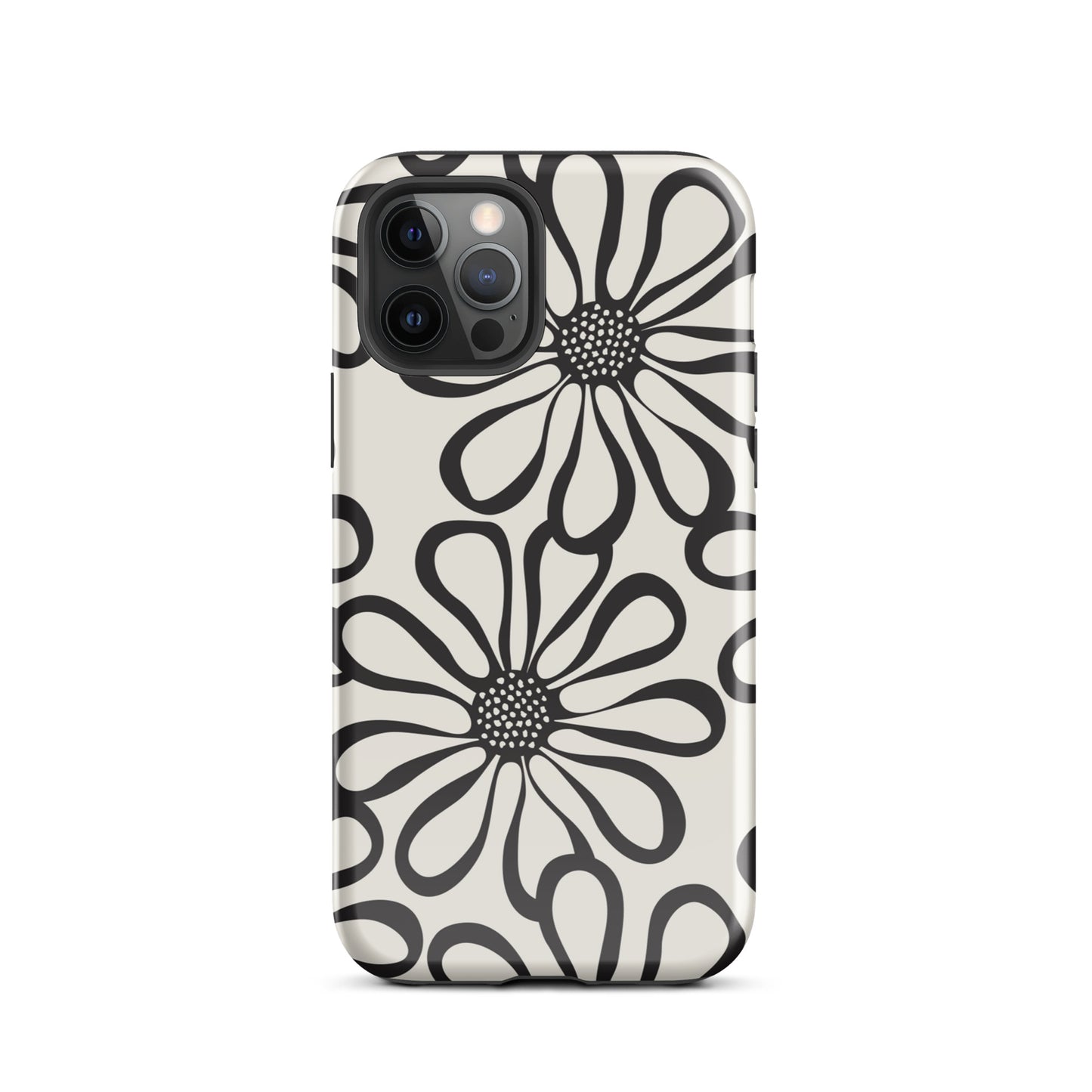 Tough Case for iPhone® Retro Flowers Black