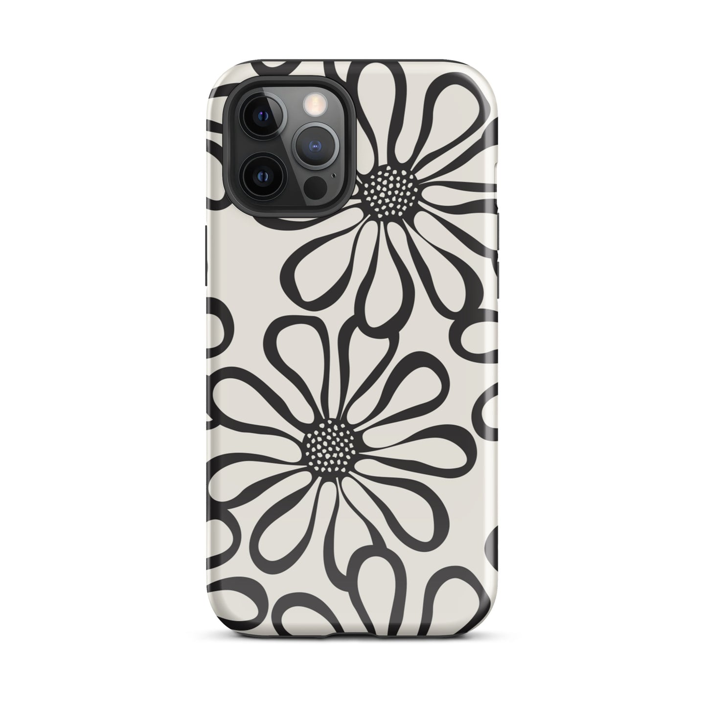 Tough Case for iPhone® Retro Flowers Black