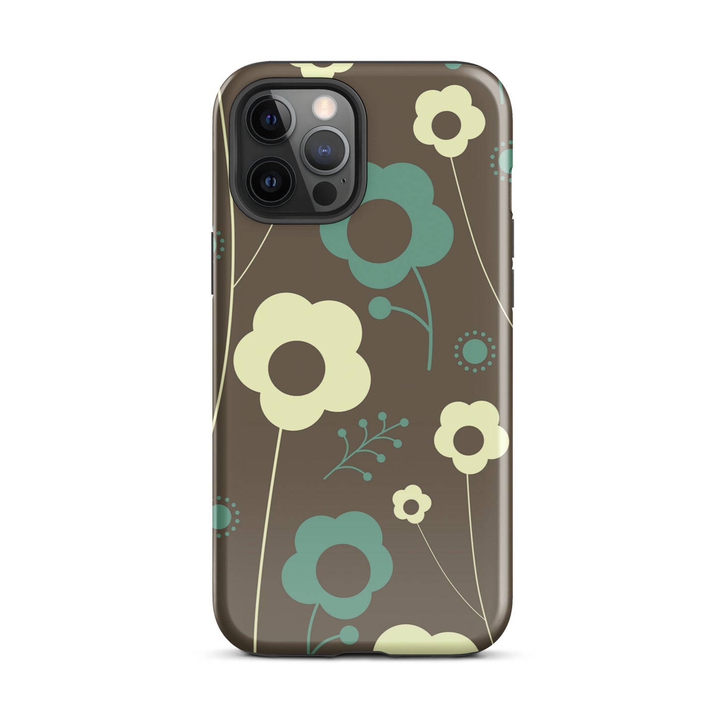 Tough Case for iPhone® Retro Flowers Brown