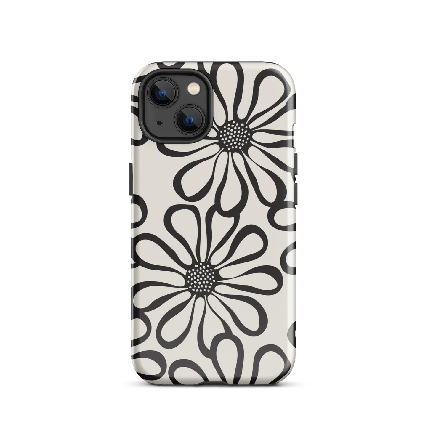 Tough Case for iPhone® Retro Flowers Black