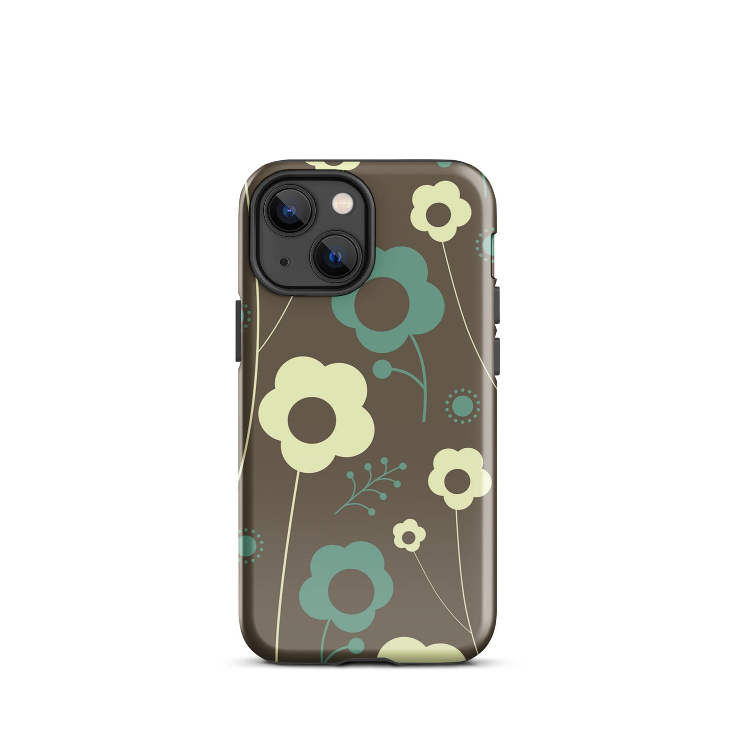 Tough Case for iPhone® Retro Flowers Brown