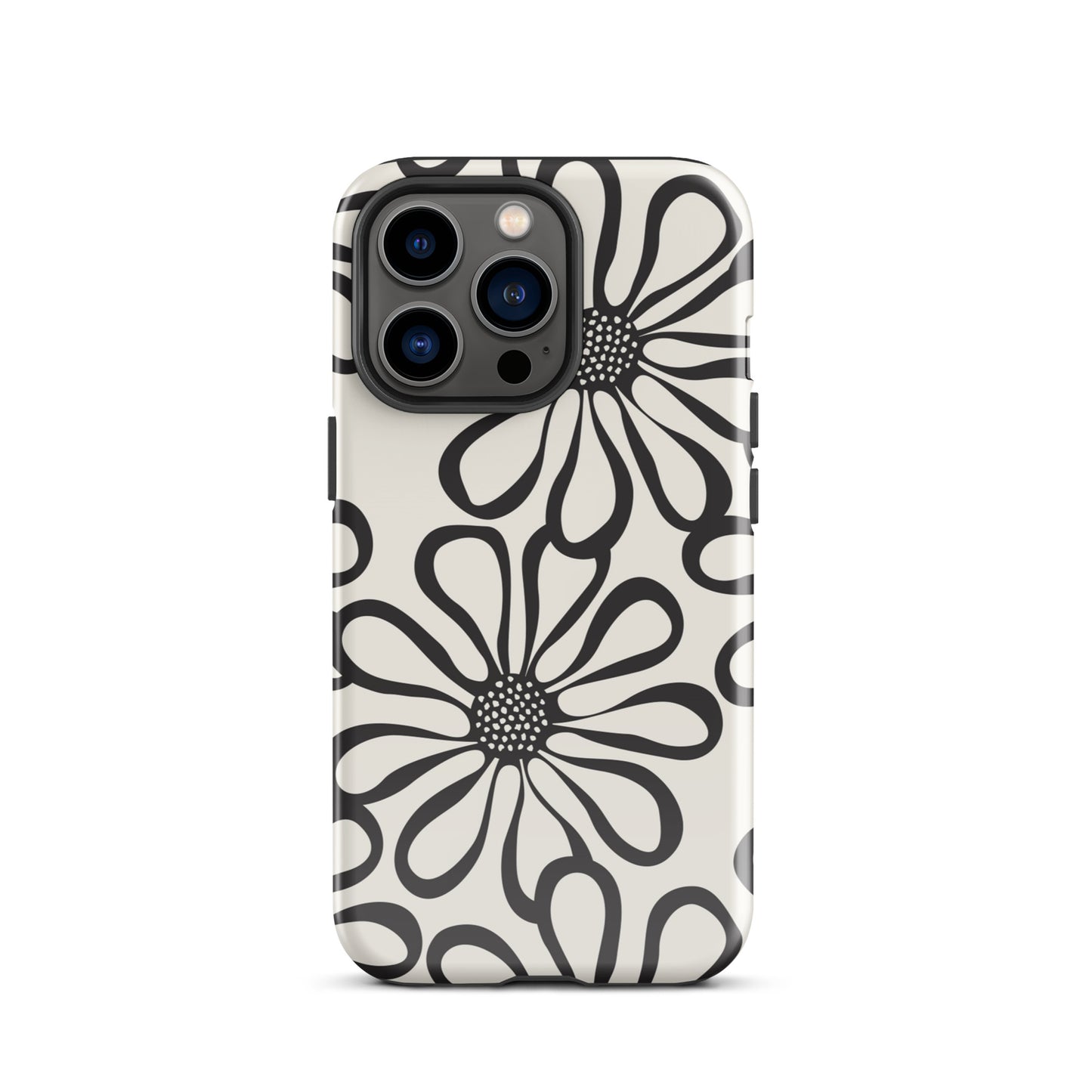 Tough Case for iPhone® Retro Flowers Black