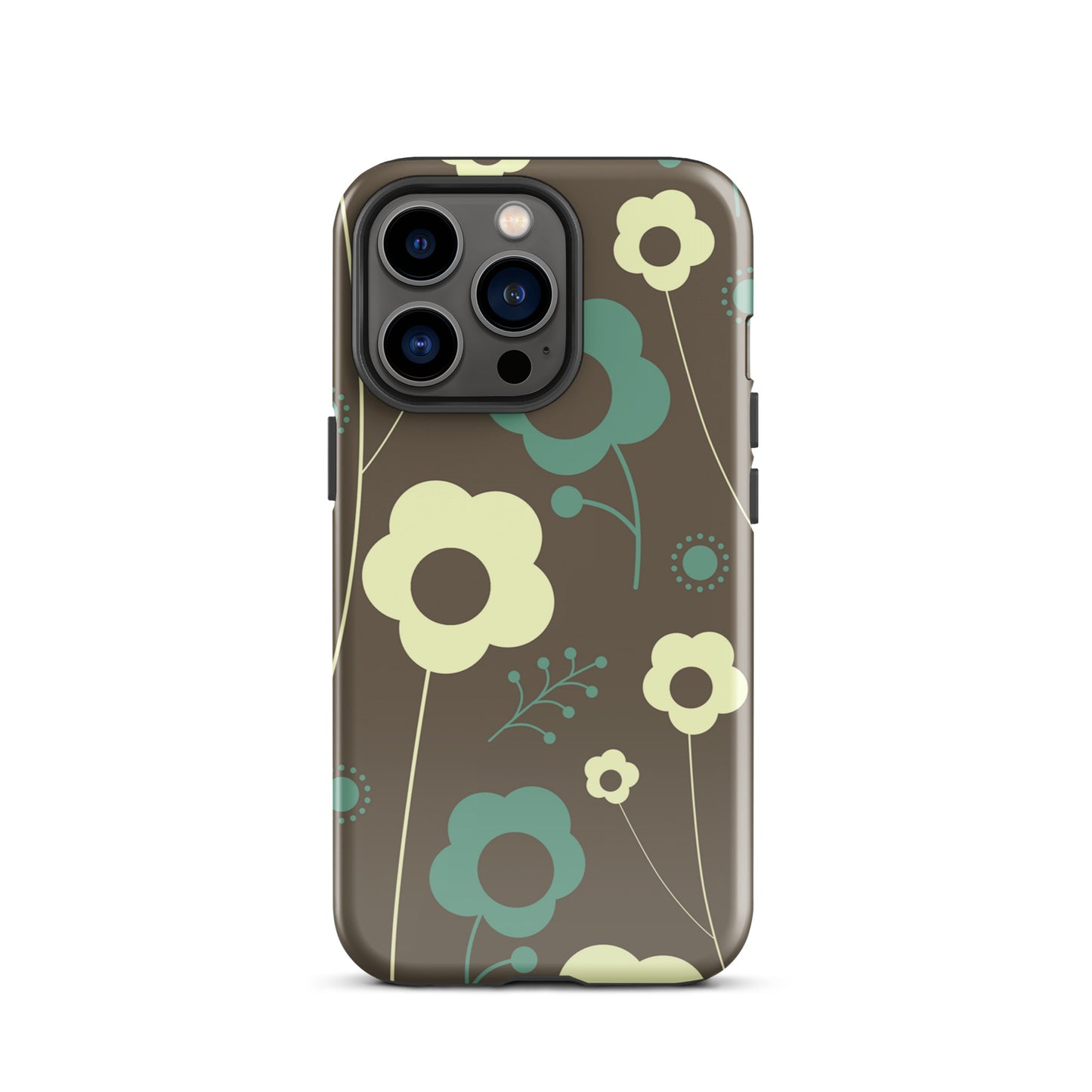 Tough Case for iPhone® Retro Flowers Brown