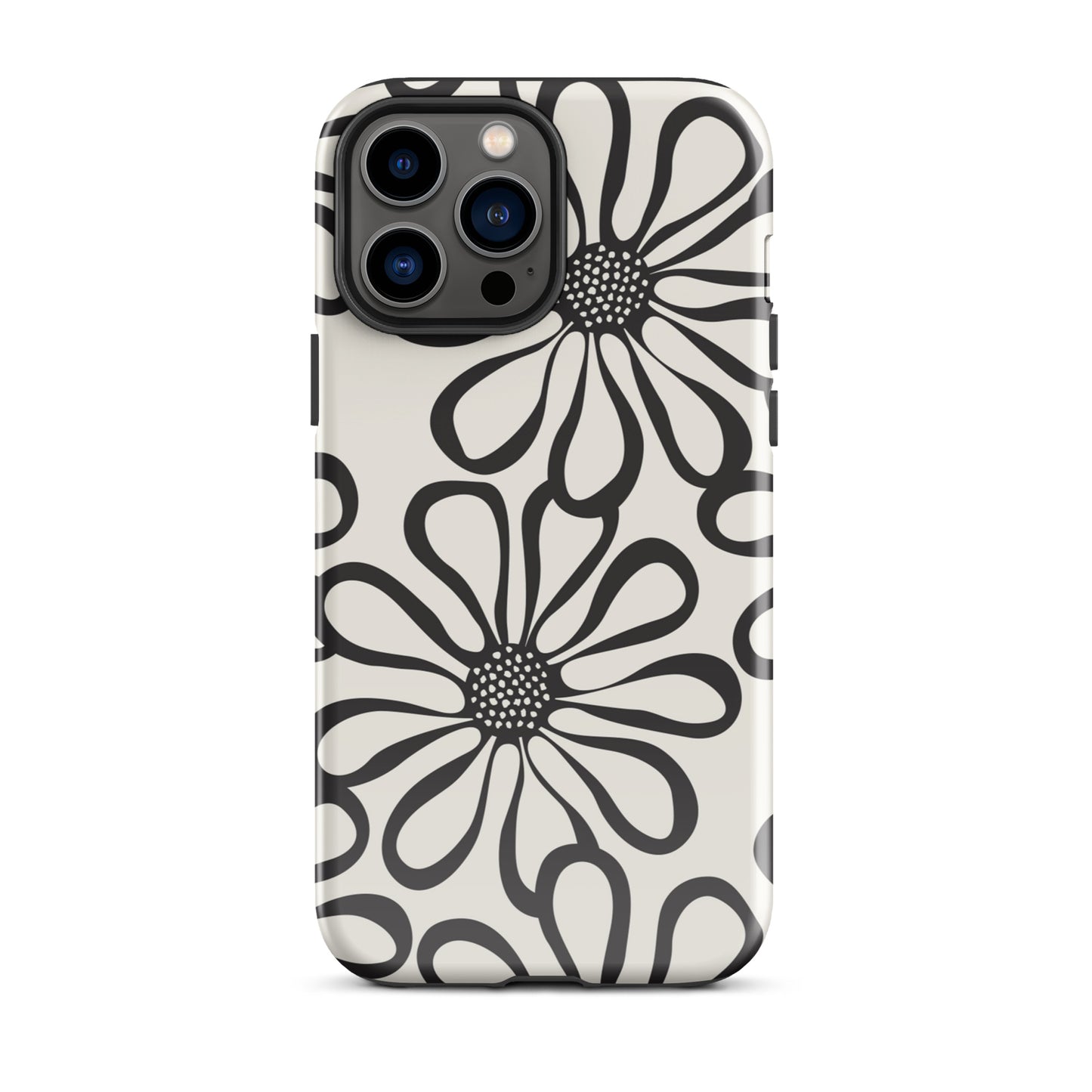 Tough Case for iPhone® Retro Flowers Black